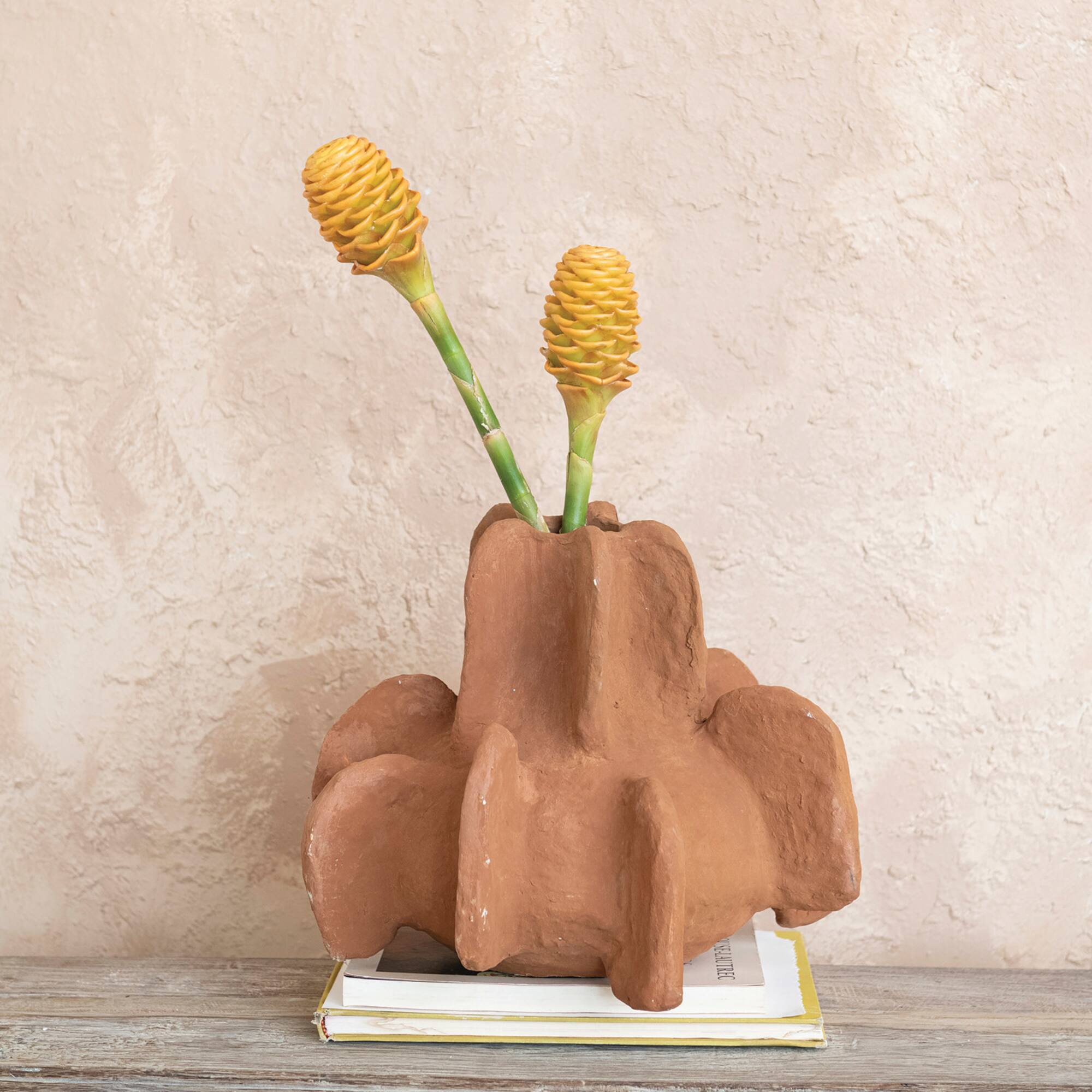 Hello Honey® 14" Caramel Handmade Paper Mache Vase with Curved Design